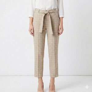 ARITZIA WILFRED Wool Blend w/ Cashmere Plaid Trousers Belted Waist Unlined Sz 10